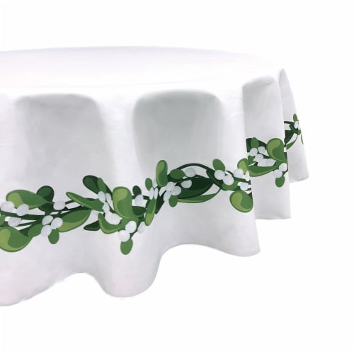 Round Tablecloth, 100% Polyester, 60" Round, Mistletoe Garland Perspective: front