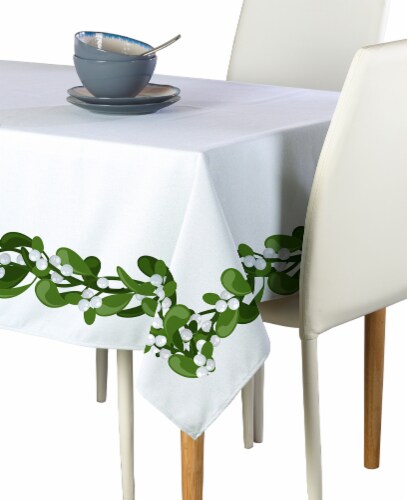 Rectangular Tablecloth, 100% Polyester, 60x84", Mistletoe Garland Perspective: front