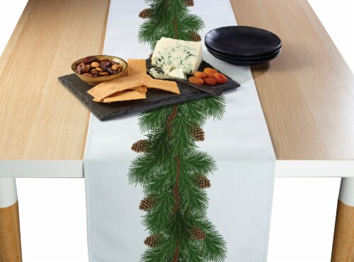 Table Runner, 100% Polyester, 14x108", Pine and Cone Garland Perspective: front