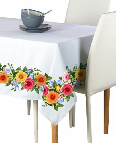 Rectangular Tablecloth, 100% Polyester, 60x84", Rose Garden Garland Perspective: front