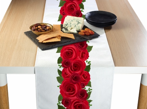 Table Runner, 100% Polyester, 14x108 , Rose Garland Perspective: front