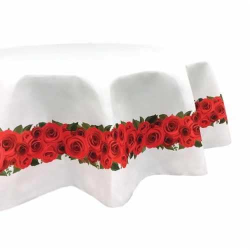 Round Tablecloth, 100% Polyester, 60" Round, Rose Garland Perspective: front
