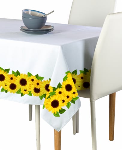Rectangular Tablecloth, 100% Polyester, 60x120", Sunflower Garland Perspective: front