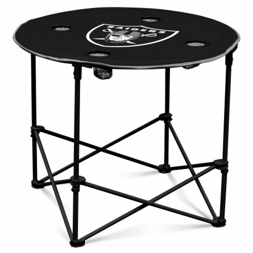 Oakland Raiders Round Tailgate Table Perspective: front
