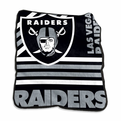 Logo Brands Las Vegas Raiders Raschel Throw Blanket Perspective: front