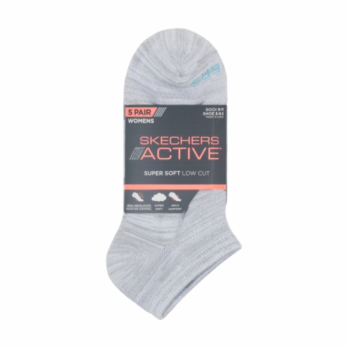 Skechers Active™ Super Soft Low Cut Socks - Gray/Black Perspective: front
