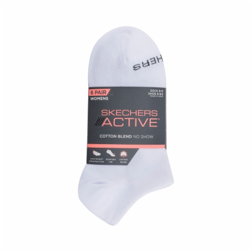 Skechers Active™ Cotton Blend No Show Socks - White Perspective: front