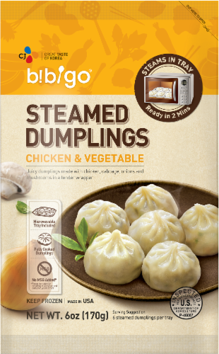 CJ Bibigo Steamed Dumplings Chicken & Vegetable Perspective: front