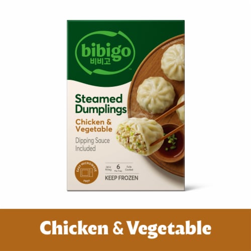 Bibigo Chicken & Vegetable Steamed Dumplings Perspective: front