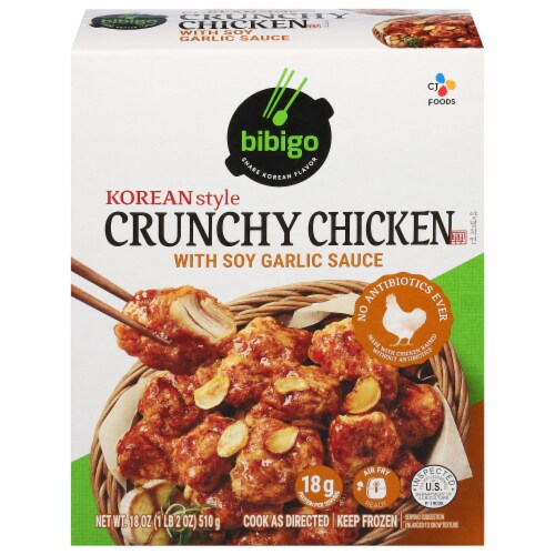 CJ Bibigo Korean-Style Soy Garlic Crunchy Chicken Perspective: front