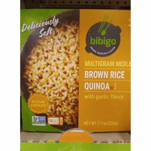 Bibigo Brown Rice & Red Quinoa with Garic Flavor Perspective: front