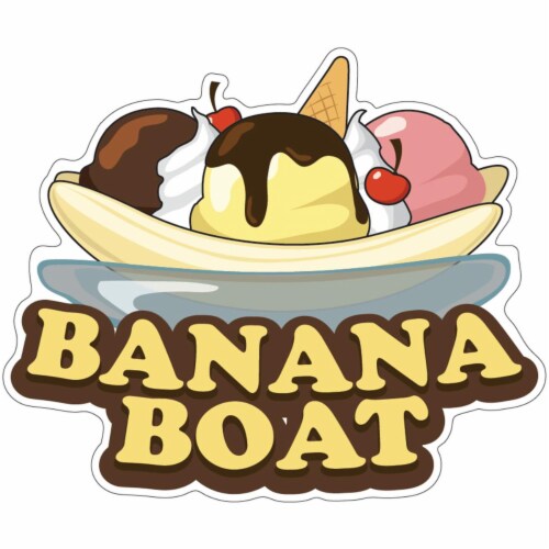 SignMission 12 in. Decal Concession Stand Food Truck Sticker - Banana Boat Perspective: front