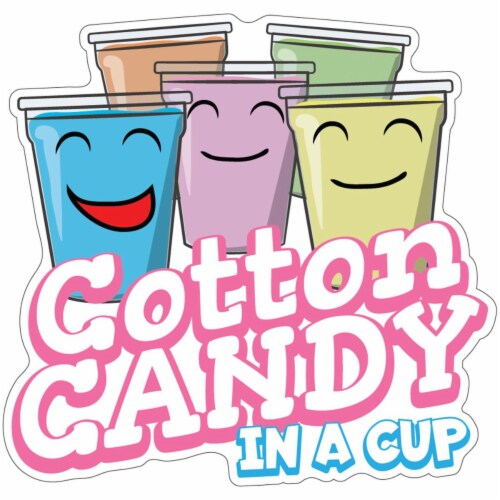 SignMission 16 in. Decal Concession Stand Food Truck Sticker - Cotton Candy in a Cup Perspective: front