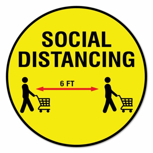 SignMission 7 in. Coronavirus Vinyl Decal - Social Distance 6 ft. - Pack of 12 Perspective: front
