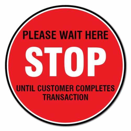 SignMission 7 in. Coronavirus Vinyl Decal - Stop Please Wait Here - Pack of 12 Perspective: front