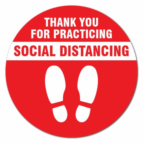 SignMission 7 in. Coronavirus Vinyl Decal - Thank You for Social Distance Red - Pack of 12 Perspective: front