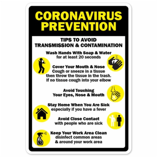 SignMission  Covid-19 Notice Sign - Coronavirus Prevention Tips to Avoid Transmission Perspective: front