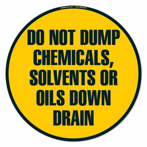 SignMission 16 in. Non-Slip Floor Marker Circle Vinyl Decal - Do Not Dump Chemicals Perspective: front