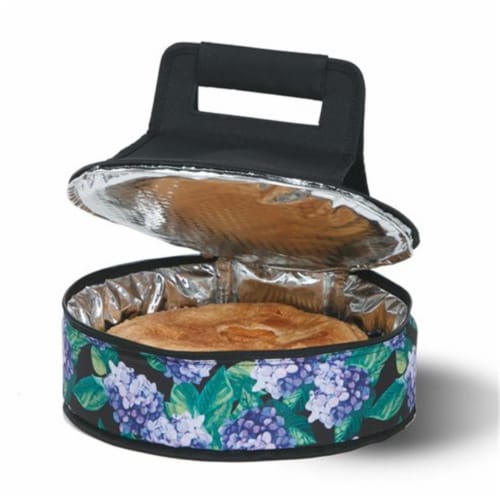 Picnic Plus Cake & Carry Carrier Tin, Hydrangea Black & Purple Perspective: front