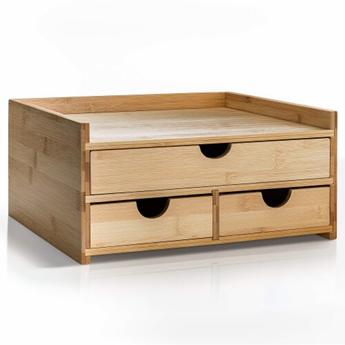 Prosumer's Choice Triple Drawer Bamboo Desk Organizer for Home & Office Perspective: front