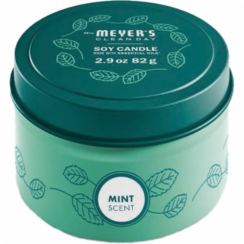 Mrs. Meyer's Clean Day® Mint Soy Tin Candle Perspective: front
