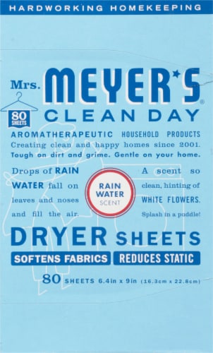 Mrs. Meyer's Clean Day Rain Water Scented Dryer Sheets Perspective: front
