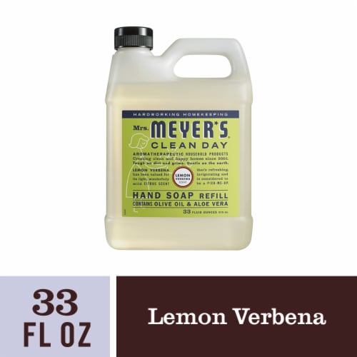 Mrs. Meyer's Clean Day Hand Soap Refill, Lemon Verbena, Made Without Parabens or Phthalates Perspective: front
