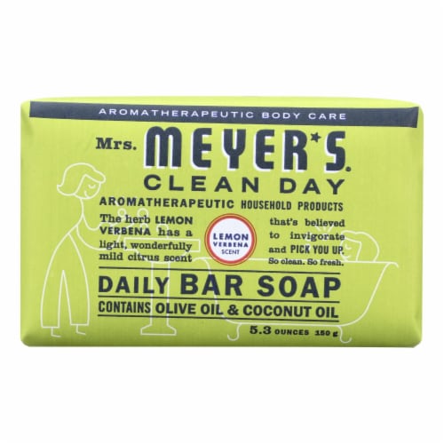 Mrs. Meyer's Clean Day Lemon Verbena Bar Soap Perspective: front