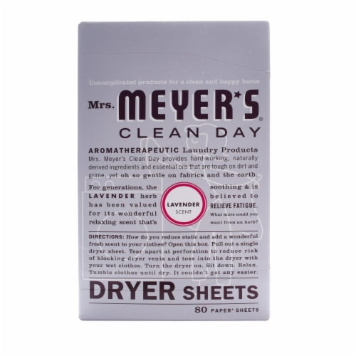 Mrs. Meyer's Clean Day Lavender Dryer Sheets Perspective: front