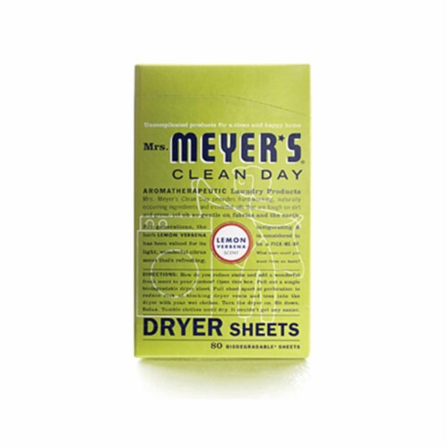 Mrs. Meyer's Clean Day Lemon Verbena Dryer Sheets Perspective: front