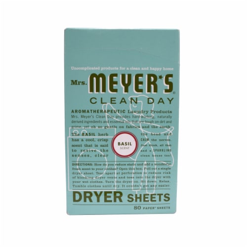 Mrs. Meyer's Clean Day Basil Scent Dryer Sheets Perspective: front
