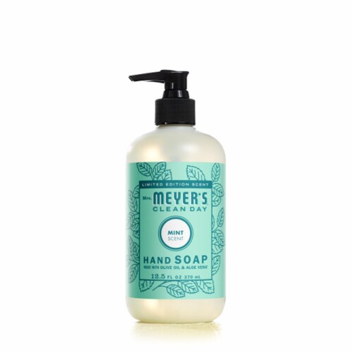 Mrs. Meyer's® Hand Soap Mint Made with Olive Oil & Aloe Vera Perspective: front