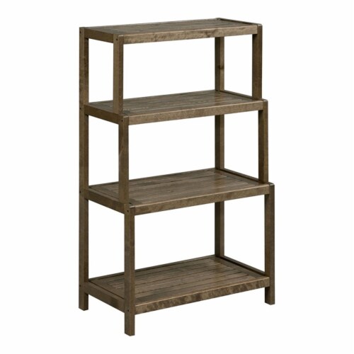 HomeRoots 37  4-shelf Modern Solid Wood Bookcase in Antique Chestnut Perspective: front