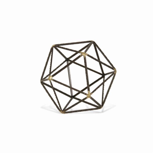 HomeRoots 399630 6.25 x 6.25 x 6.25 in. Petite Geometric Decorative Sculpture, Brown Perspective: front