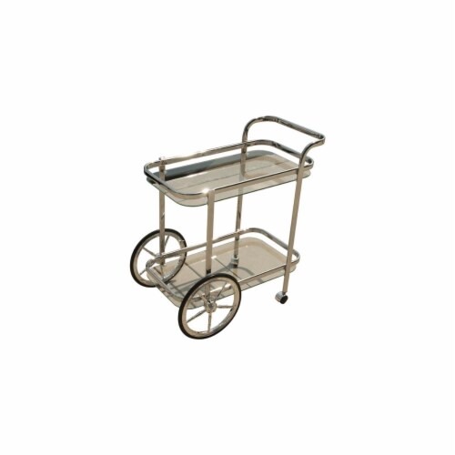Modern Rolling Bar Cart With Wine Rack & Glass Holder