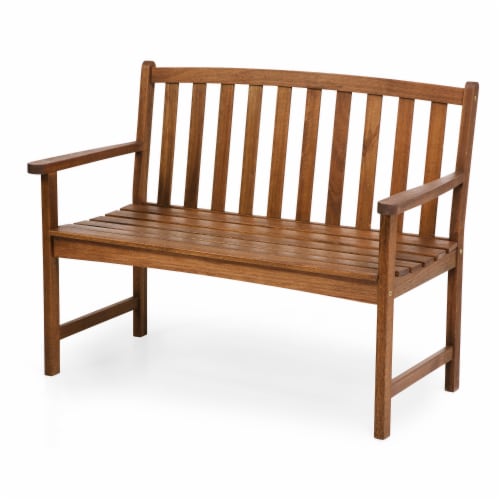 Evergreen Garden Lancaster Outdoor Furniture Collection Eucalyptus Wood Bench Perspective: front