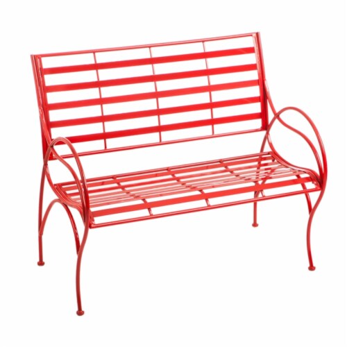 Evergreen Garden Red Swirl Garden Bench Perspective: front