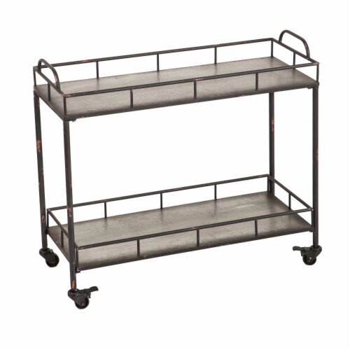 Evergreen Garden Two Tier Galvanized Metal Cart Perspective: front