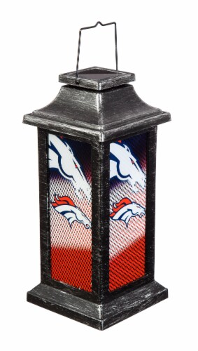 Evergreen Denver Broncos Solar Garden Lantern Perspective: front