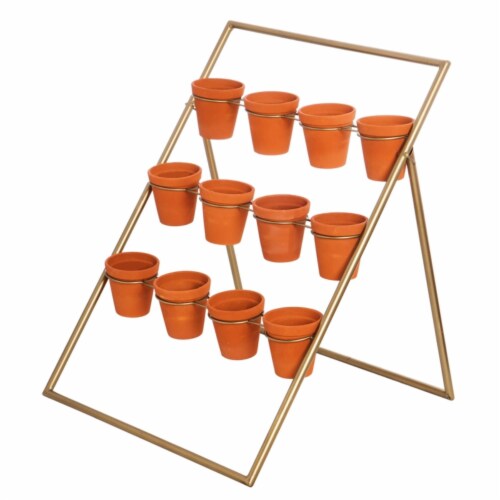 Evergreen Garden Standing Metal Terra Cotta Pot Holder Perspective: front