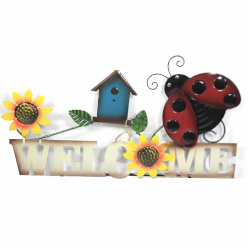 Home & Garden Lady Bug Welcome Sign Poke Yard Decor Planter Stake 31835550 Perspective: front