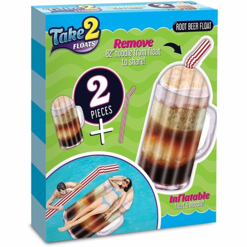 Take 2 Floats Root Beer Water Float & Noodle Pool Blow Up Inflatable Raft Mighty Mojo Perspective: front