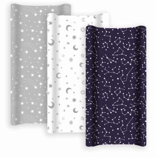 Diaper Changing Pad Covers, 3-Pack Soft & Stretchy Jersey Cotton for Baby, Stars & Moon Perspective: front