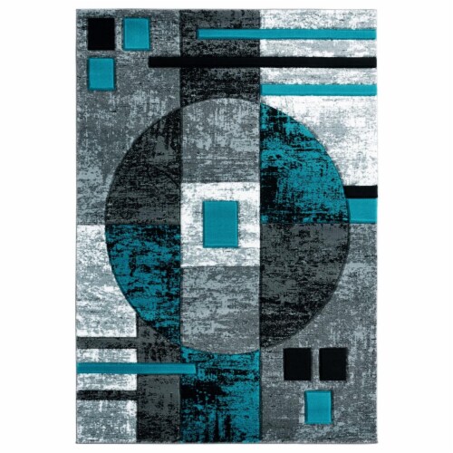 United Weavers of America 2050 10169 69 5 ft. 3 in. x 7 ft. 6 in. Bristol Epsilon Turquoise R Perspective: front