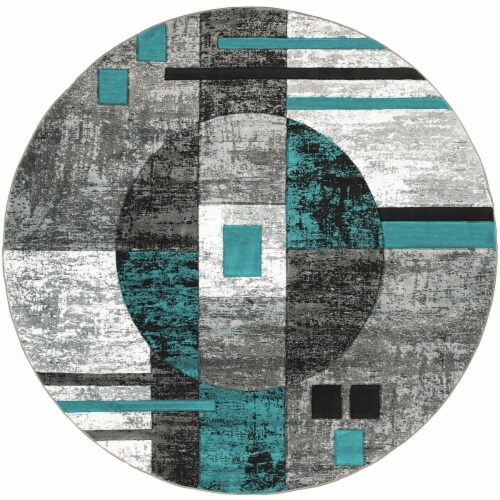 United Weavers of America 2050 10169 88R 7 ft. 10 in. Bristol Epsilon Turquoise Round Rug Perspective: front