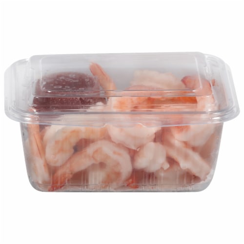 Cooked Shrimp with Cocktail Sauce Perspective: front