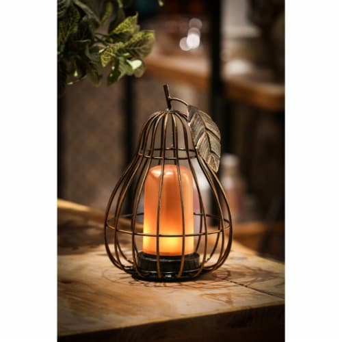 Luxen Home  7.9 in. Iron Pear Cage LED Lantern Perspective: front