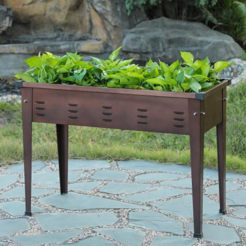 Luxen Home 49.5 in. Metal Rectangular Raised Garden Planter Perspective: front