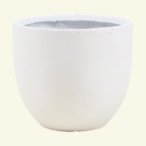 Luxen Home Round Stone Finish Planter  White - Medium Perspective: front