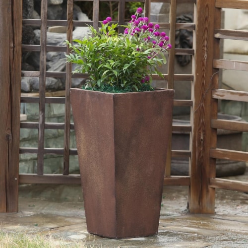 Luxen Home Classic Bronze Tall Angled Planter - Medium Perspective: front